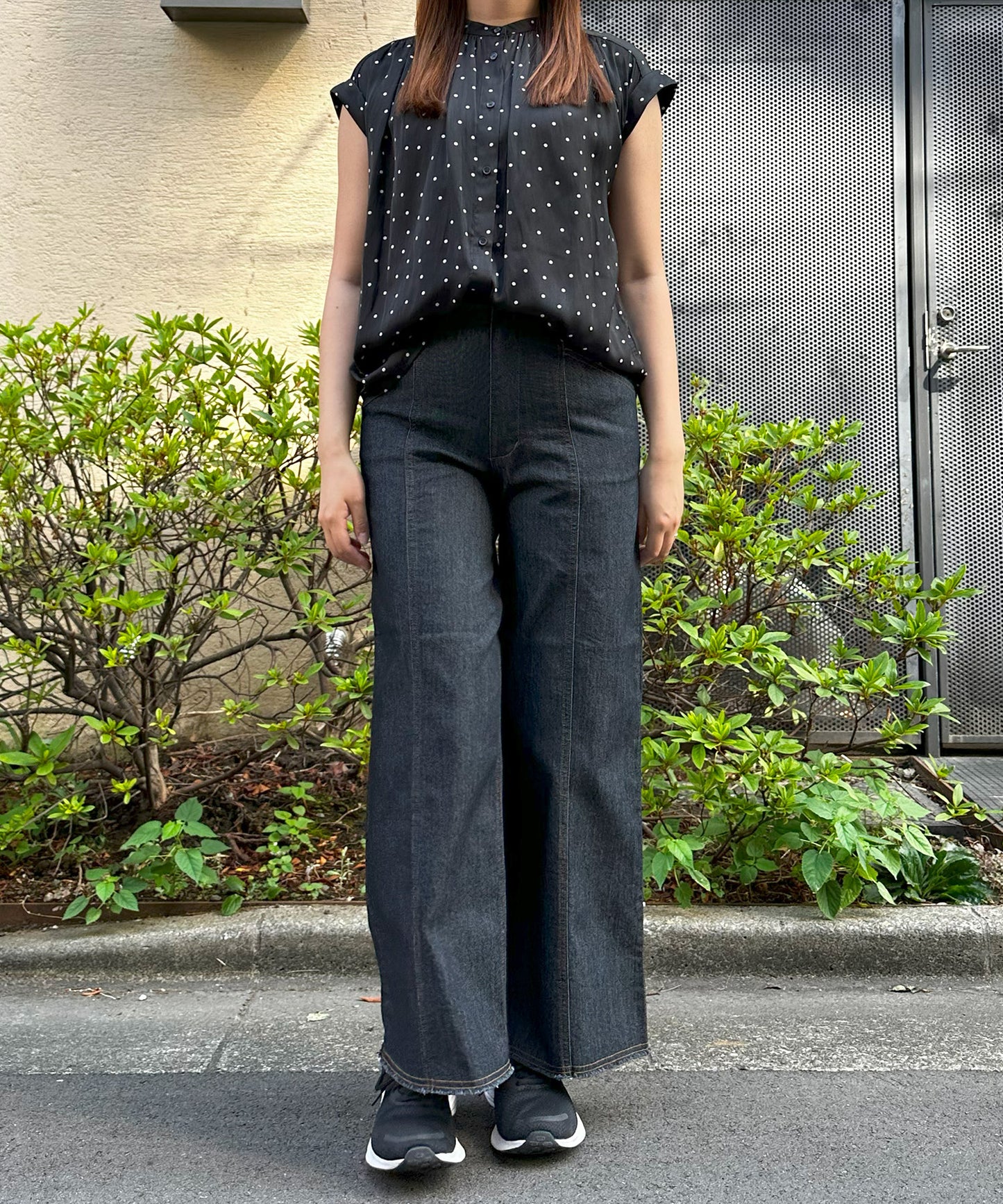 【INNOWAVE】サテンドットプリントブラウス