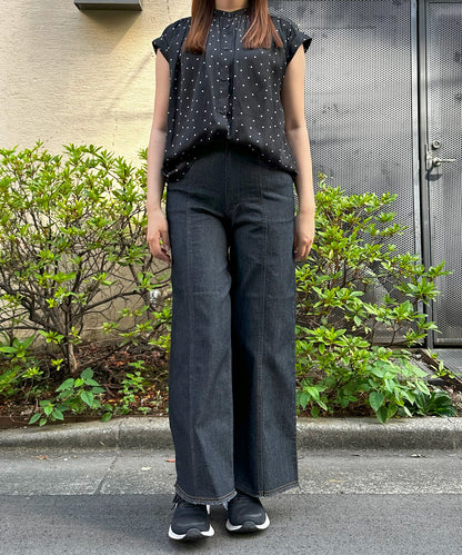 【INNOWAVE】サテンドットプリントブラウス