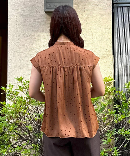 【INNOWAVE】サテンドットプリントブラウス