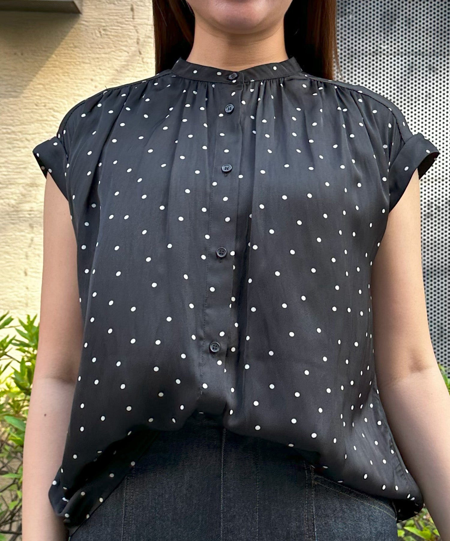 レディース サテン ドット柄 ブラウス｜JETSET SOLO PLUS(ジェット