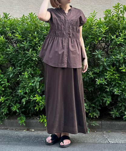 【INNOWAVE】シャーリングローンブラウス