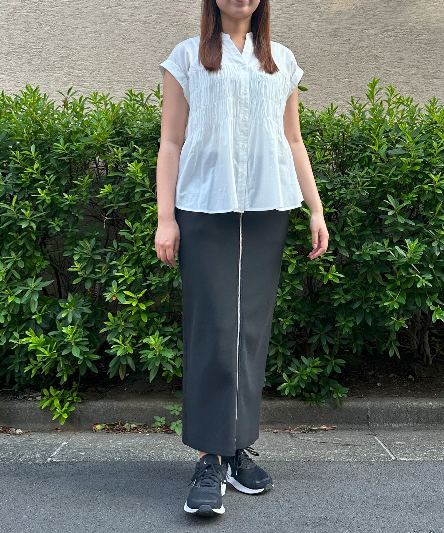 【INNOWAVE】シャーリングローンブラウス