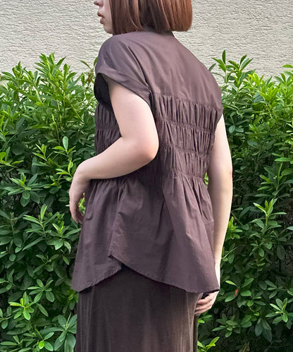 【INNOWAVE】シャーリングローンブラウス