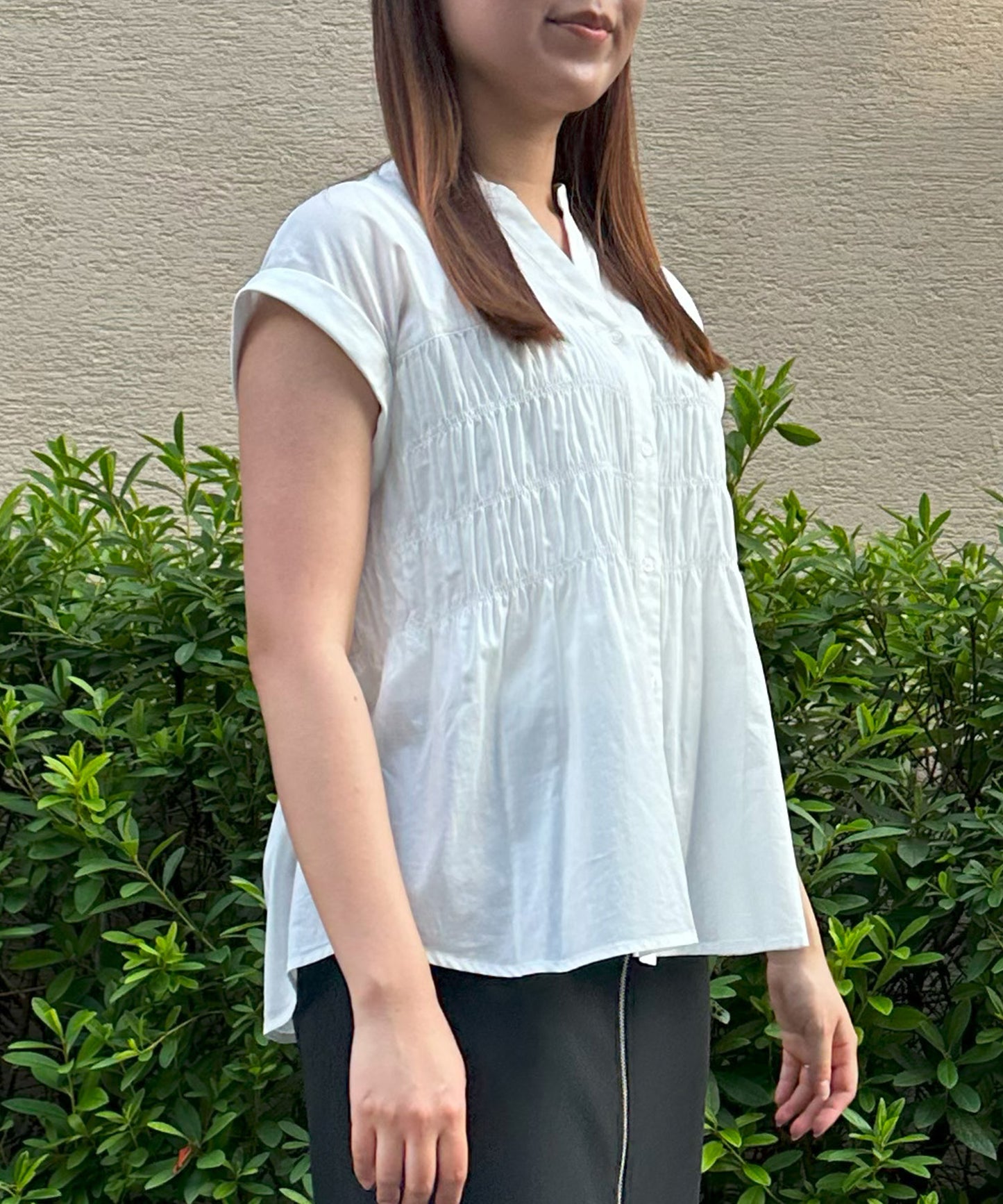 【INNOWAVE】シャーリングローンブラウス