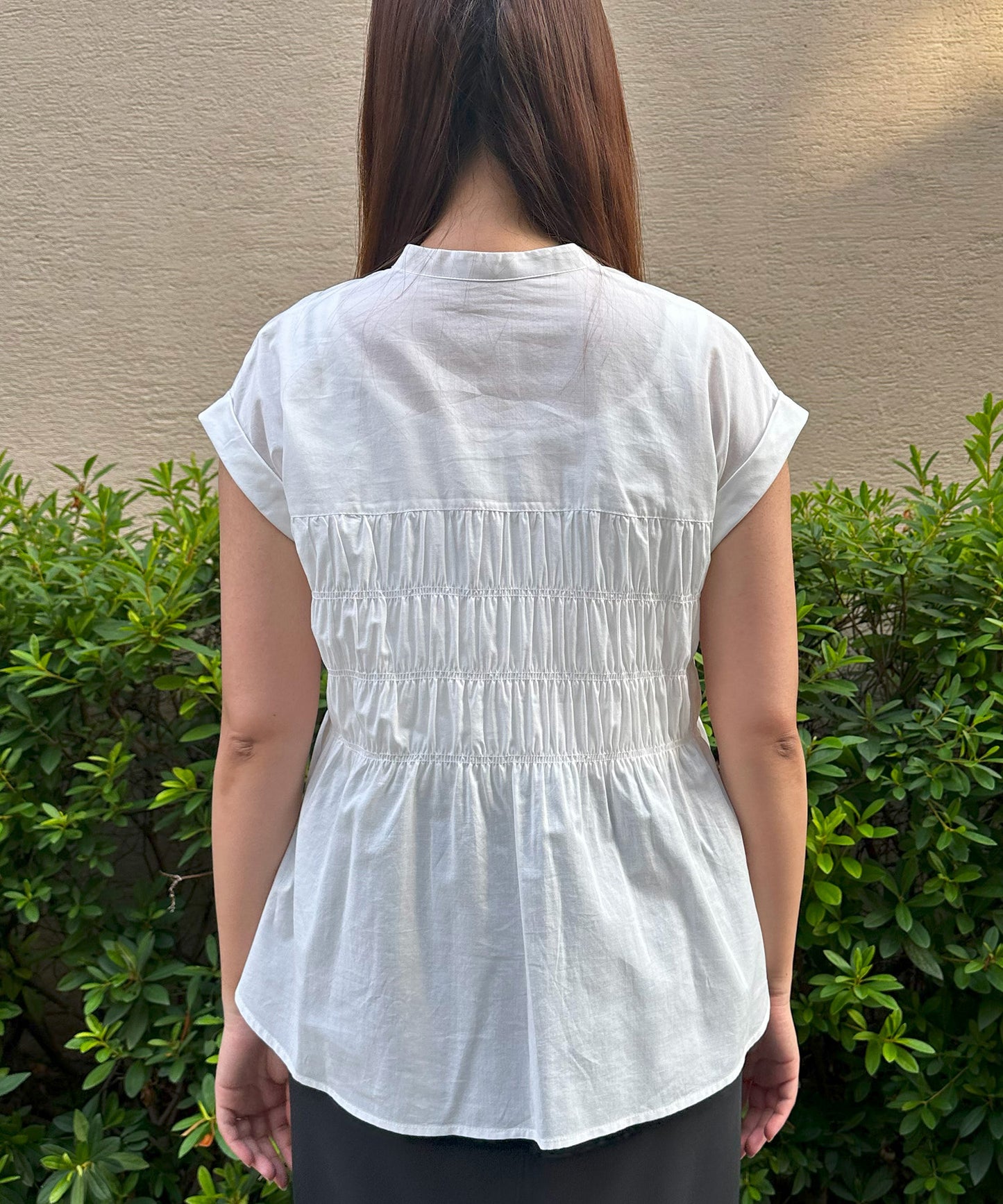 【INNOWAVE】シャーリングローンブラウス