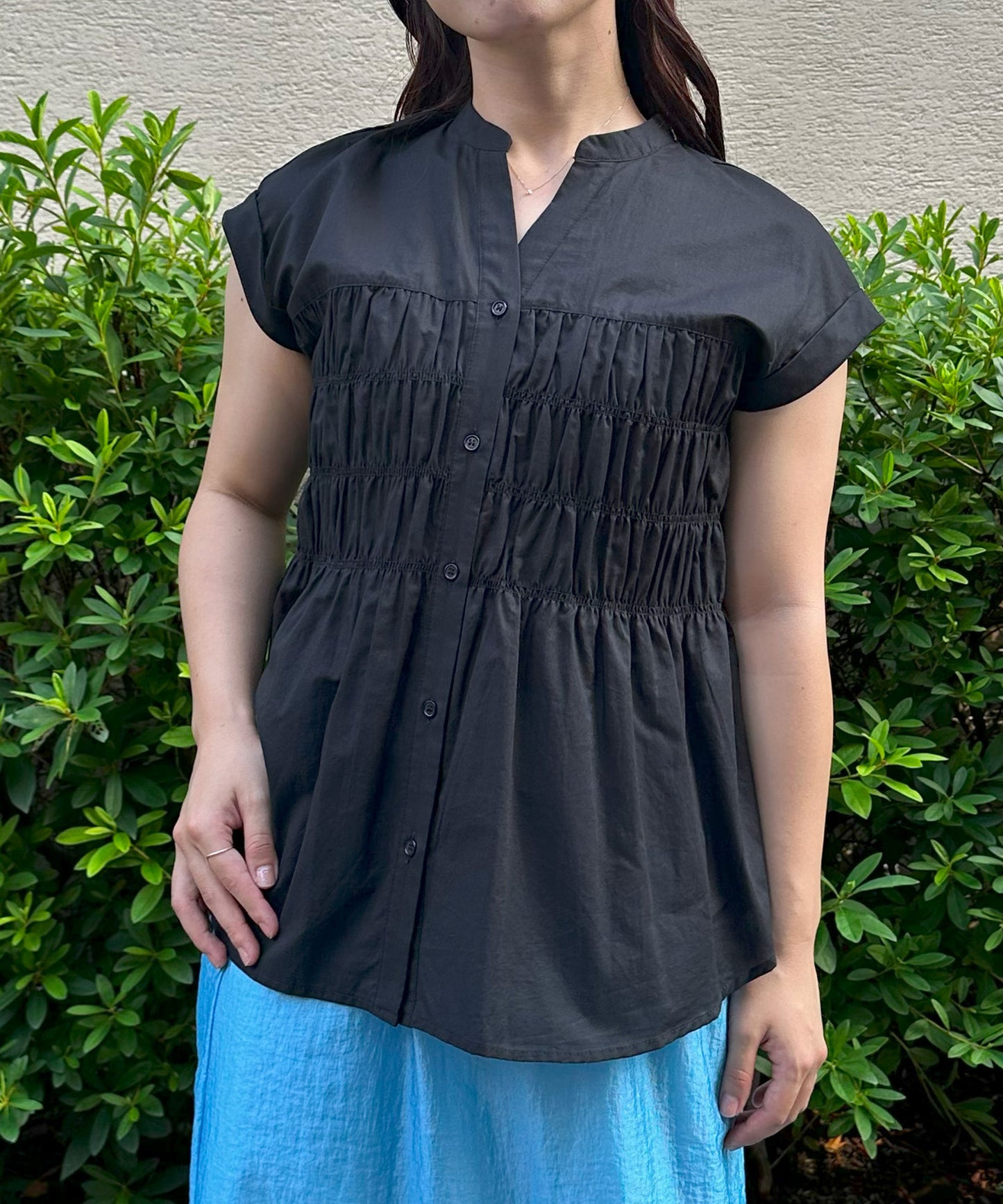 【INNOWAVE】シャーリングローンブラウス