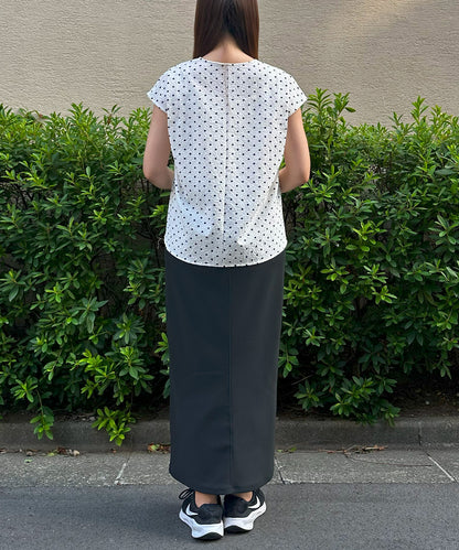 【INNOWAVE】フロントタックドットサッカーブラウス