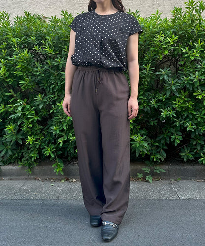 【INNOWAVE】フロントタックドットサッカーブラウス