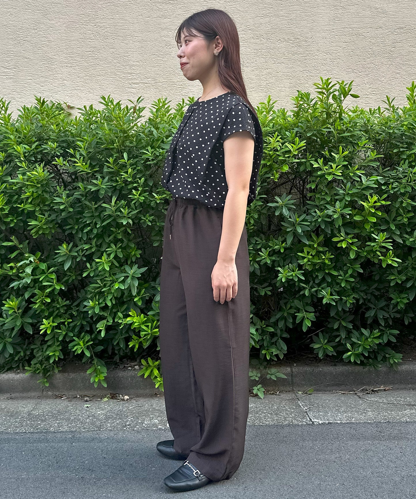 【INNOWAVE】フロントタックドットサッカーブラウス