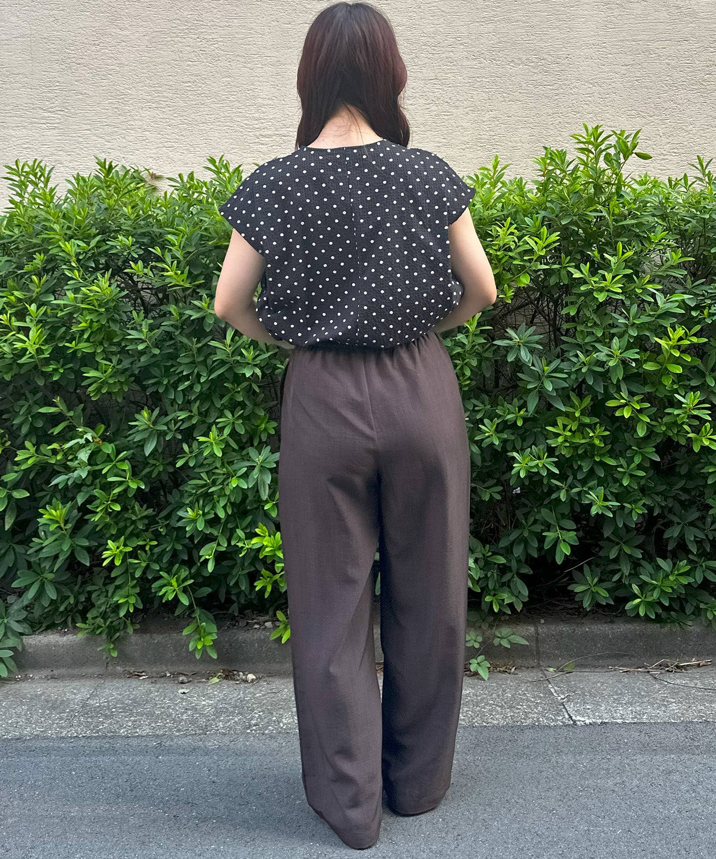 【INNOWAVE】フロントタックドットサッカーブラウス