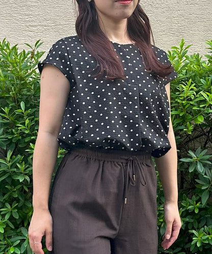 【INNOWAVE】フロントタックドットサッカーブラウス