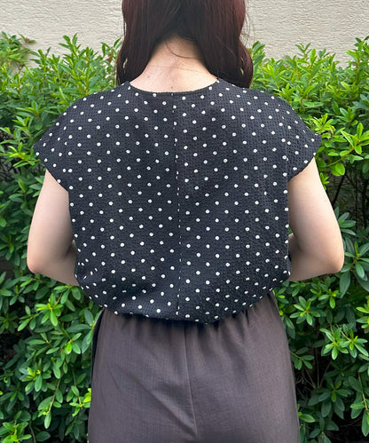 【INNOWAVE】フロントタックドットサッカーブラウス