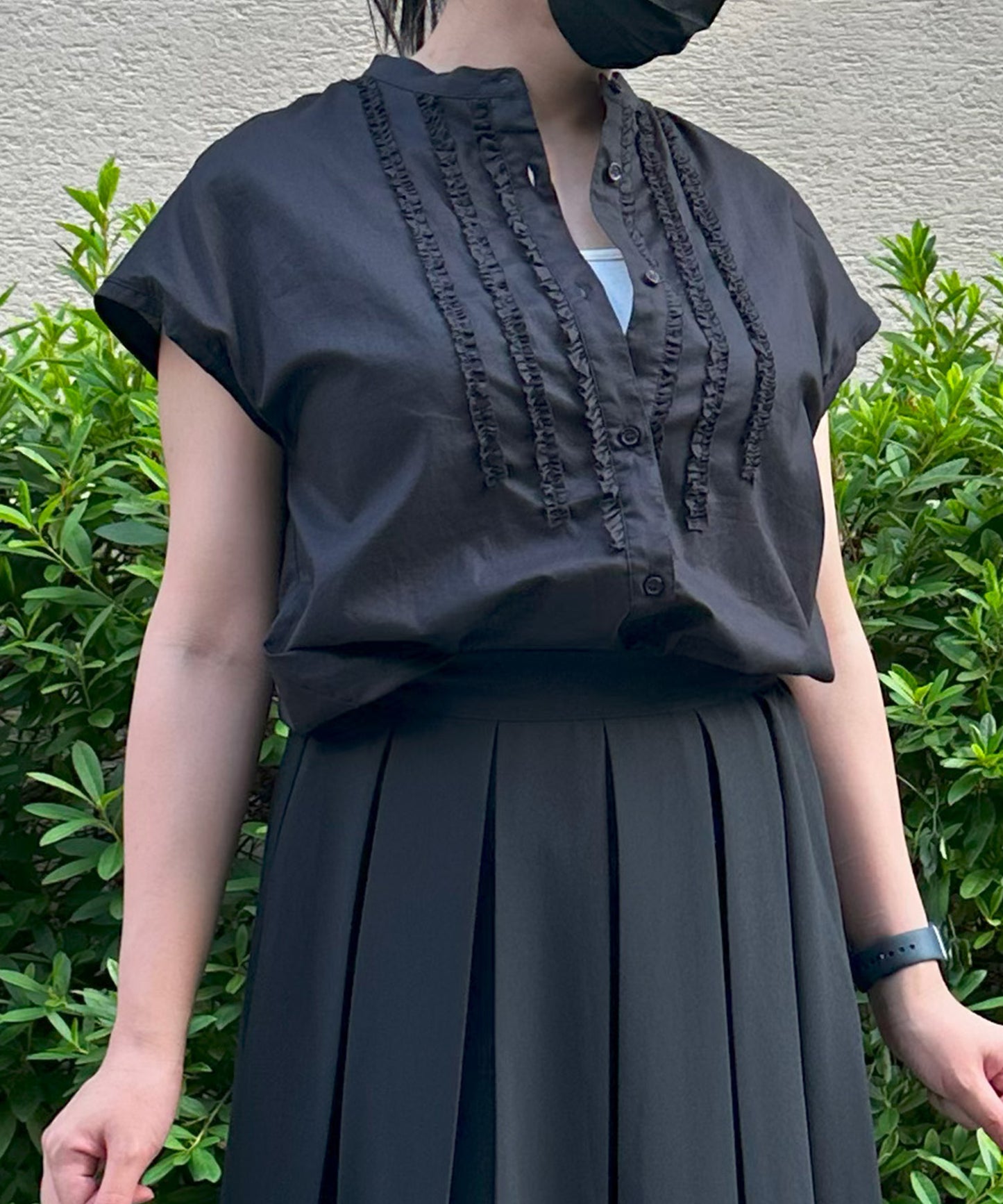 【INNOWAVE】ミニフリルローンブラウス