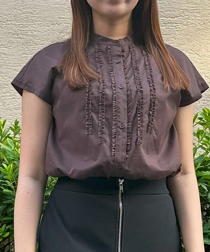 【INNOWAVE】ミニフリルローンブラウス