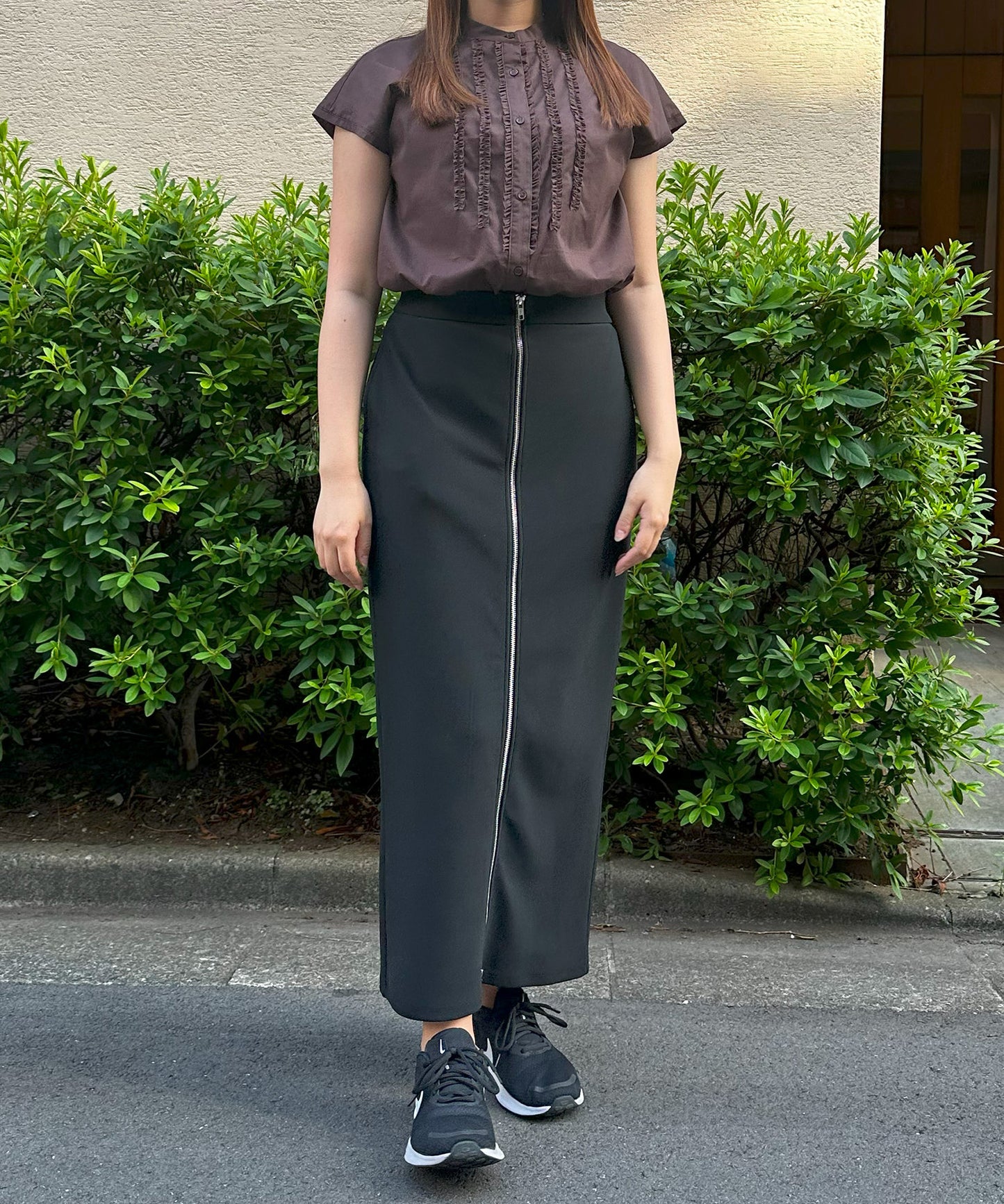 【INNOWAVE】ミニフリルローンブラウス