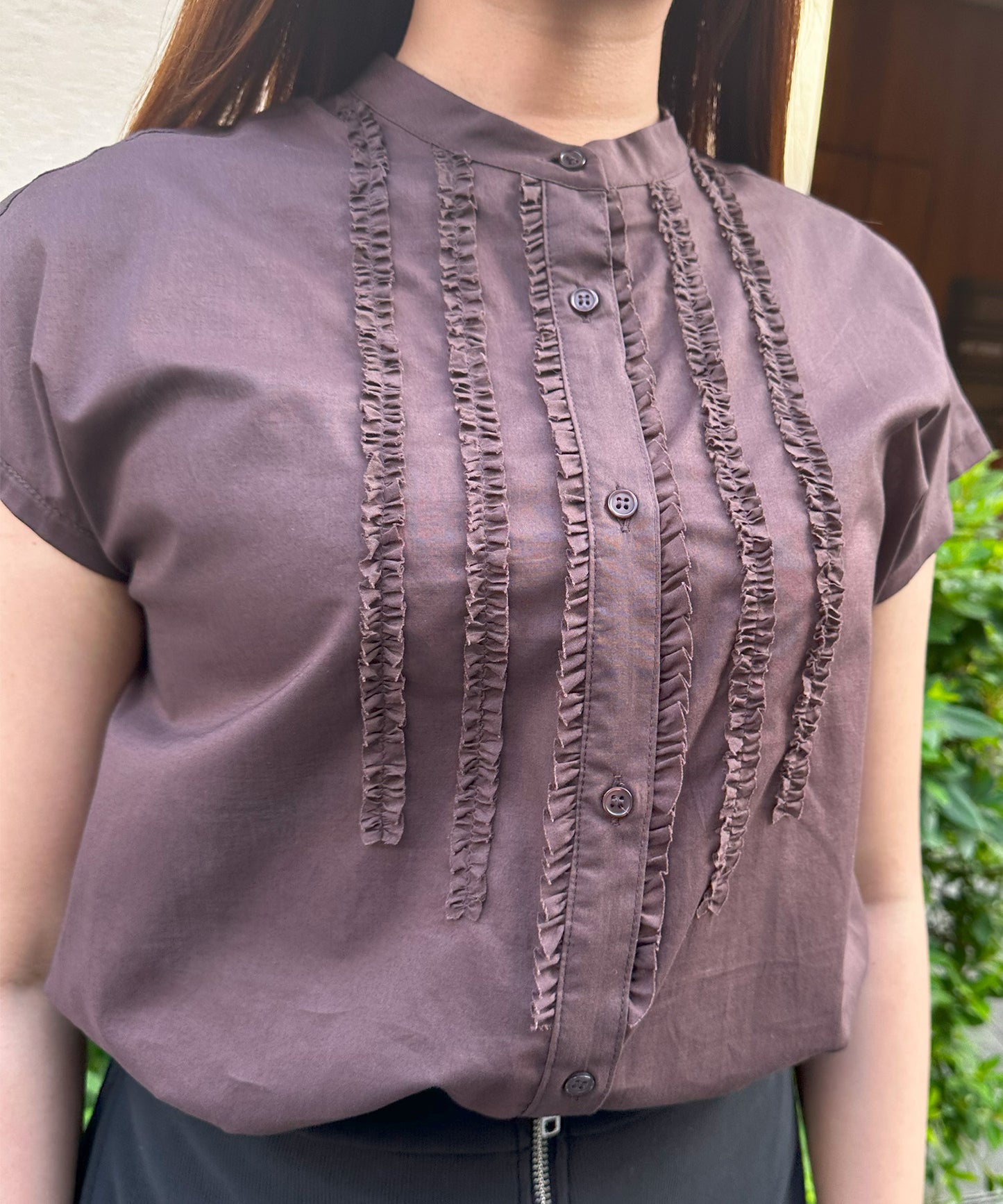 【INNOWAVE】ミニフリルローンブラウス