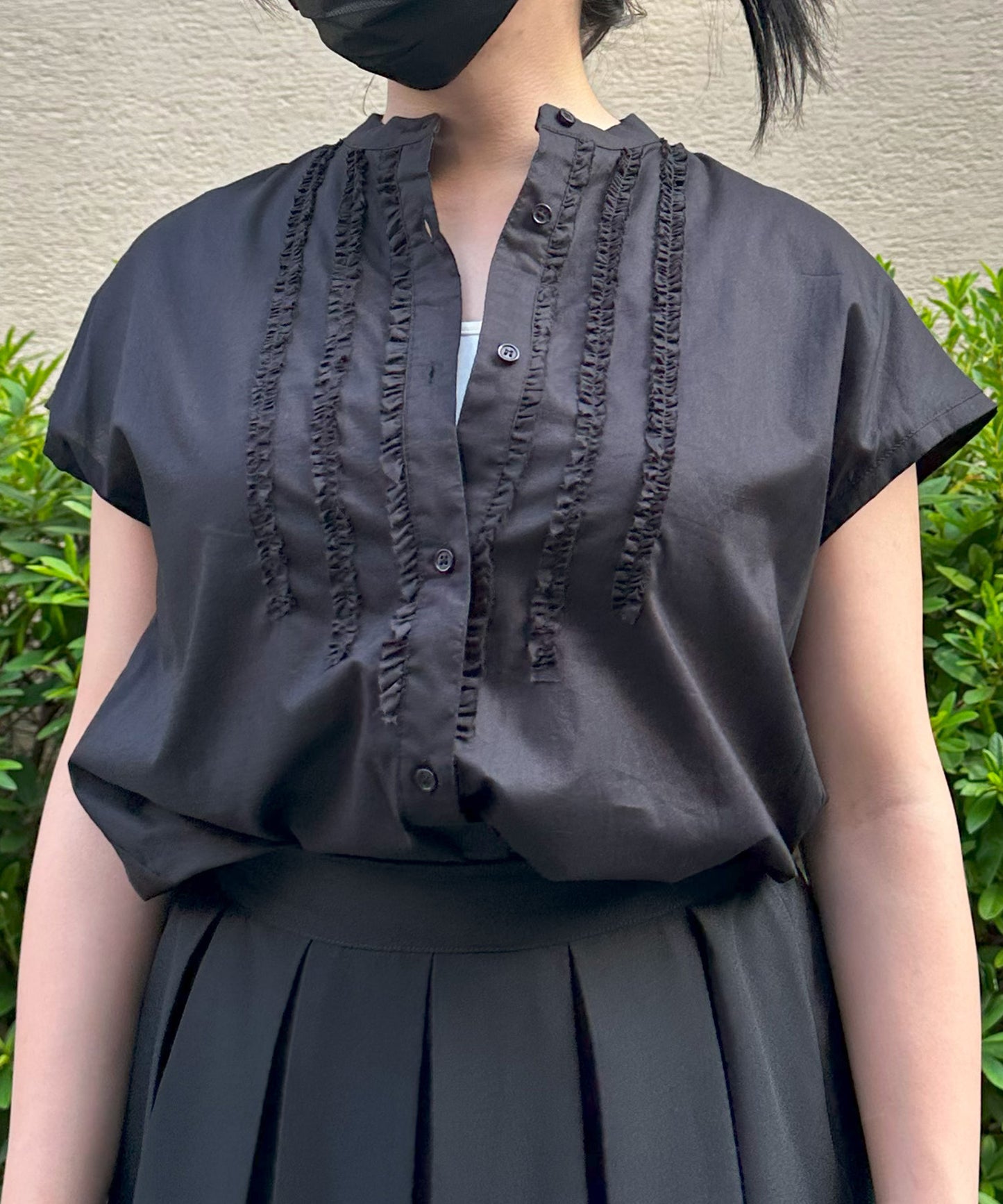 【INNOWAVE】ミニフリルローンブラウス