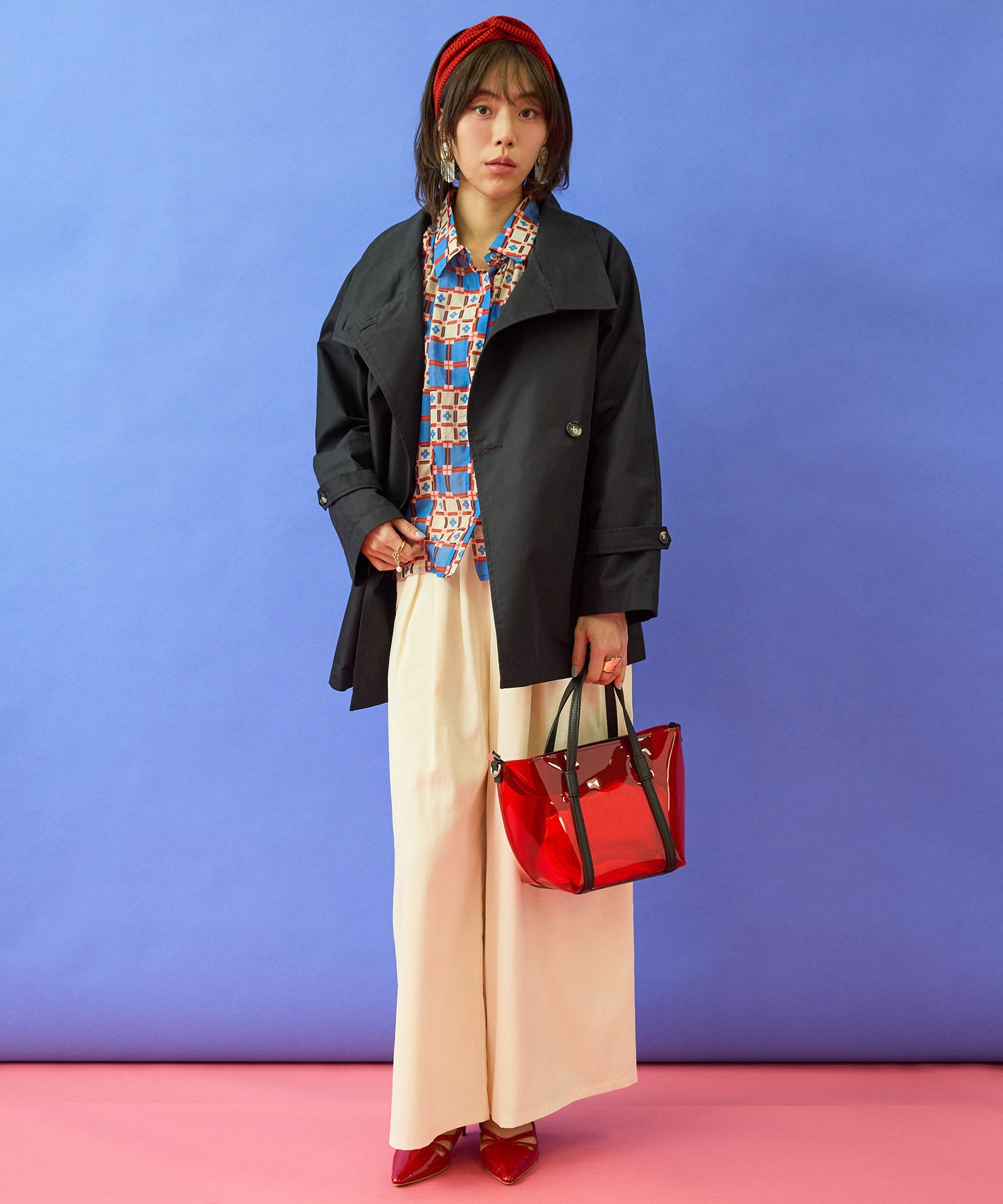 【FRNCH】タイルプリントフレンチスリーブシャツ