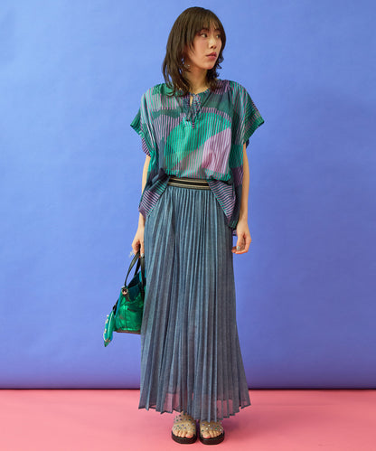 【la fée maraboutée】ストライプジオメトリックブラウス