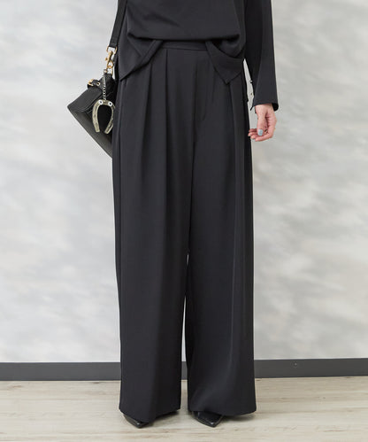 【JETSET SOLO PLUS】ソフトドレープツイルフレアワイドパンツ