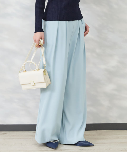 【JETSET SOLO PLUS】ソフトドレープツイルフレアワイドパンツ