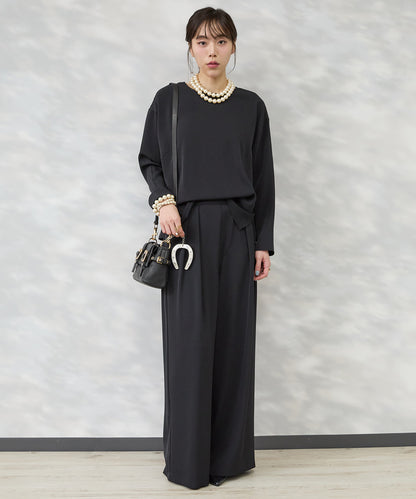 【JETSET SOLO PLUS】ソフトドレープツイルフレアワイドパンツ