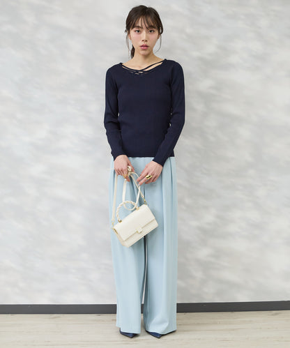 【JETSET SOLO PLUS】ソフトドレープツイルフレアワイドパンツ