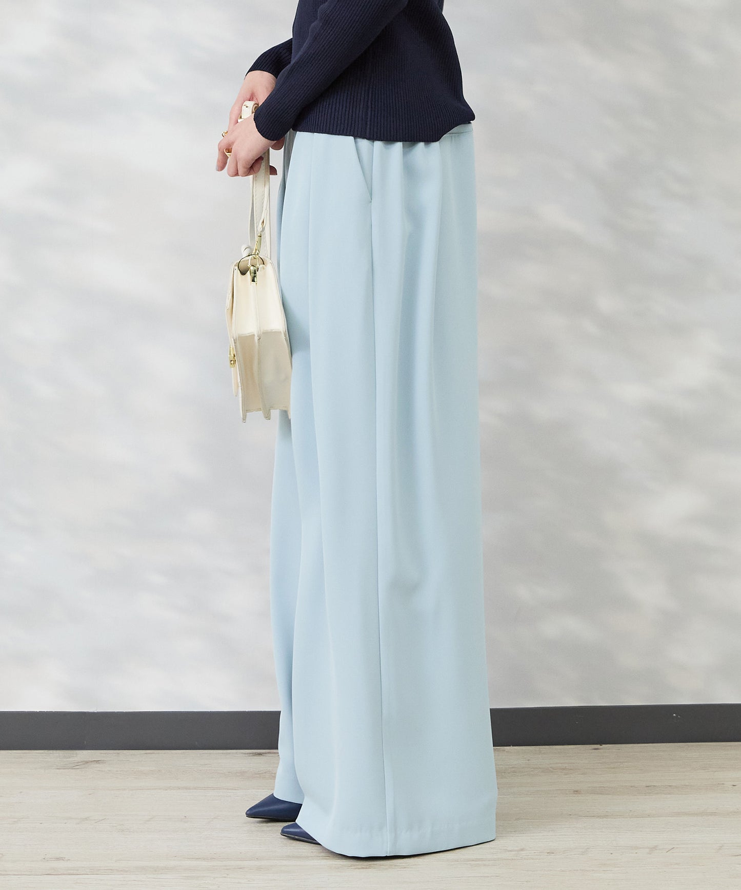 【JETSET SOLO PLUS】ソフトドレープツイルフレアワイドパンツ