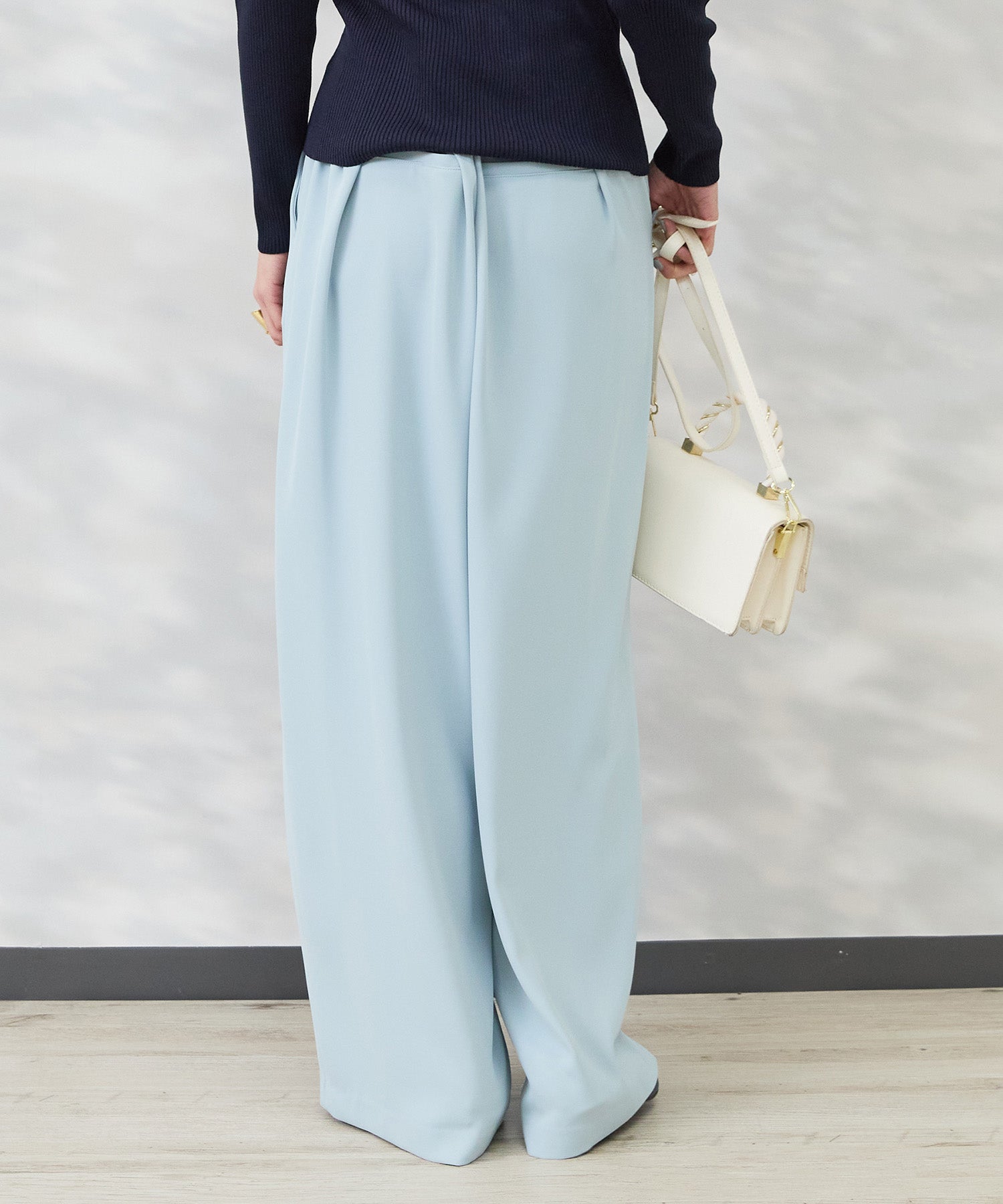 【JETSET SOLO PLUS】ソフトドレープツイルフレアワイドパンツ