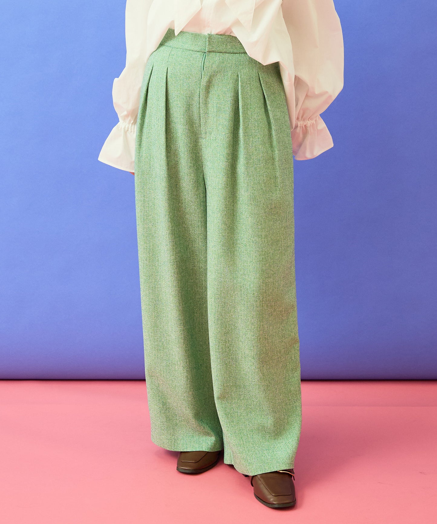 【JETSET SOLO PLUS】ツイードワイドタックパンツ