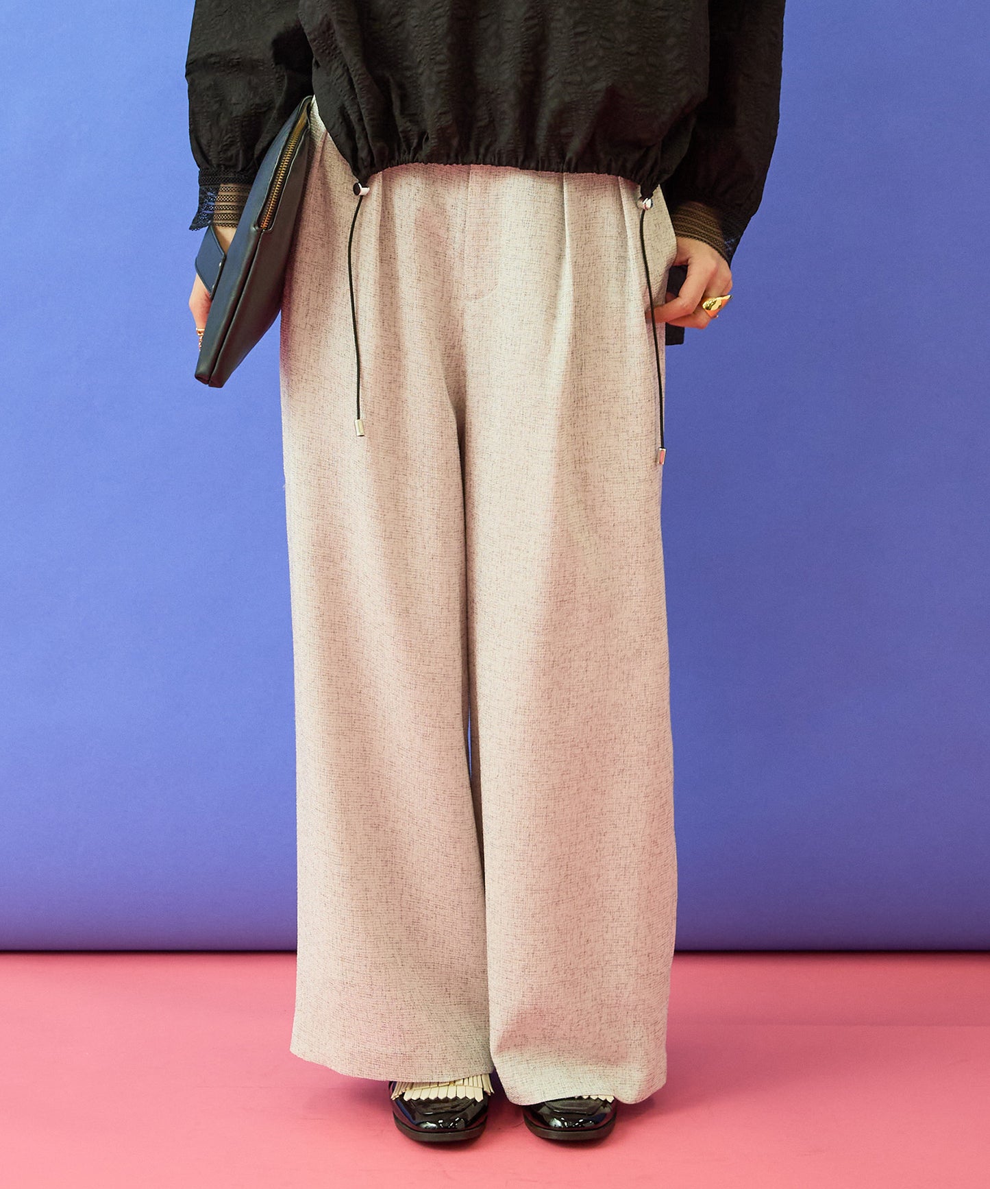 【JETSET SOLO PLUS】ツイードワイドタックパンツ