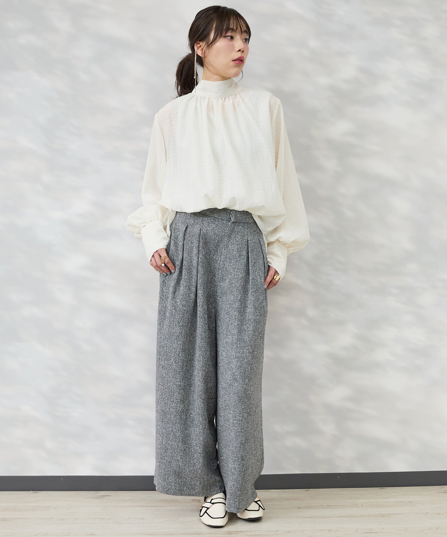 【JETSET SOLO PLUS】ツイードワイドタックパンツ