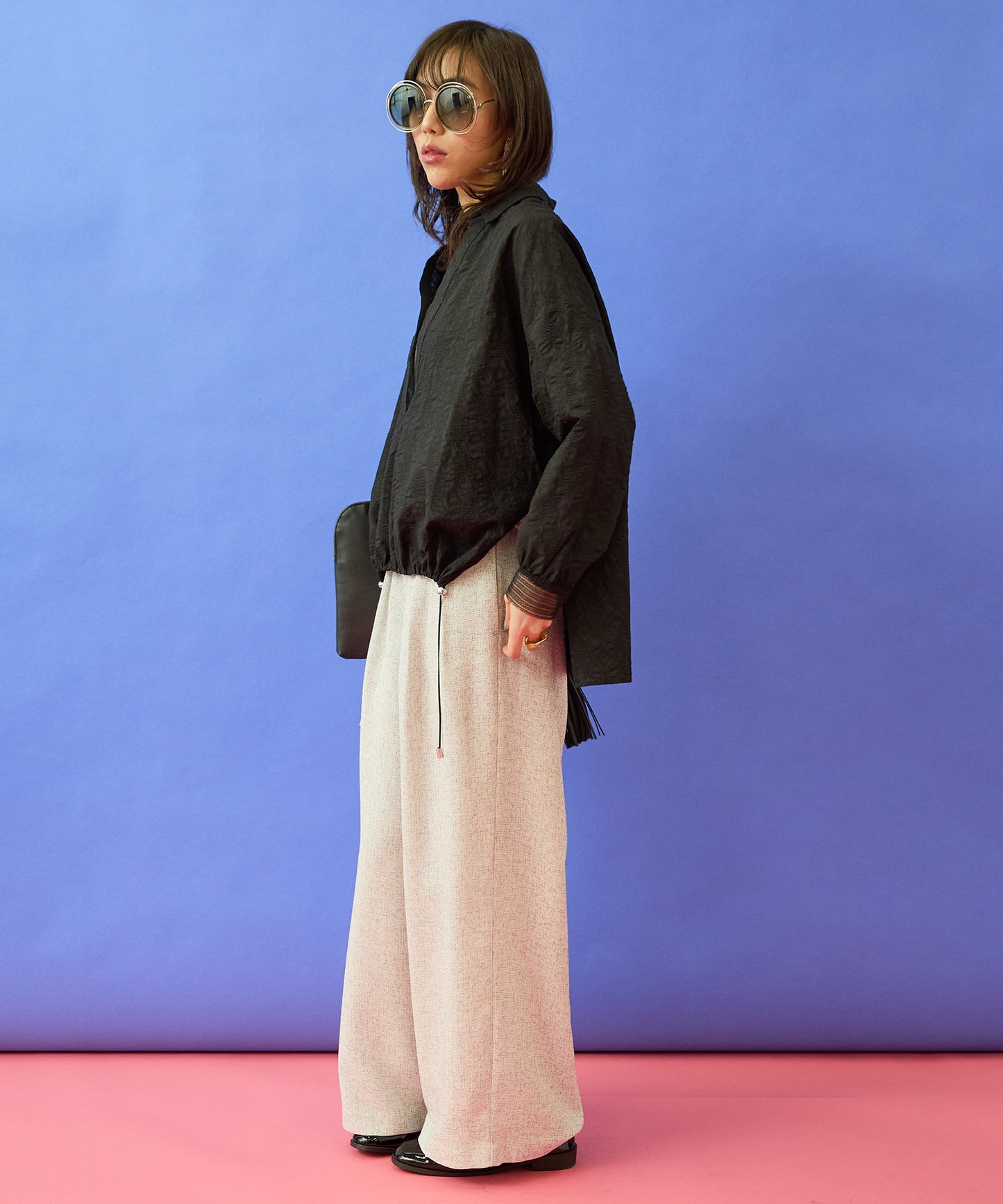 【JETSET SOLO PLUS】ツイードワイドタックパンツ