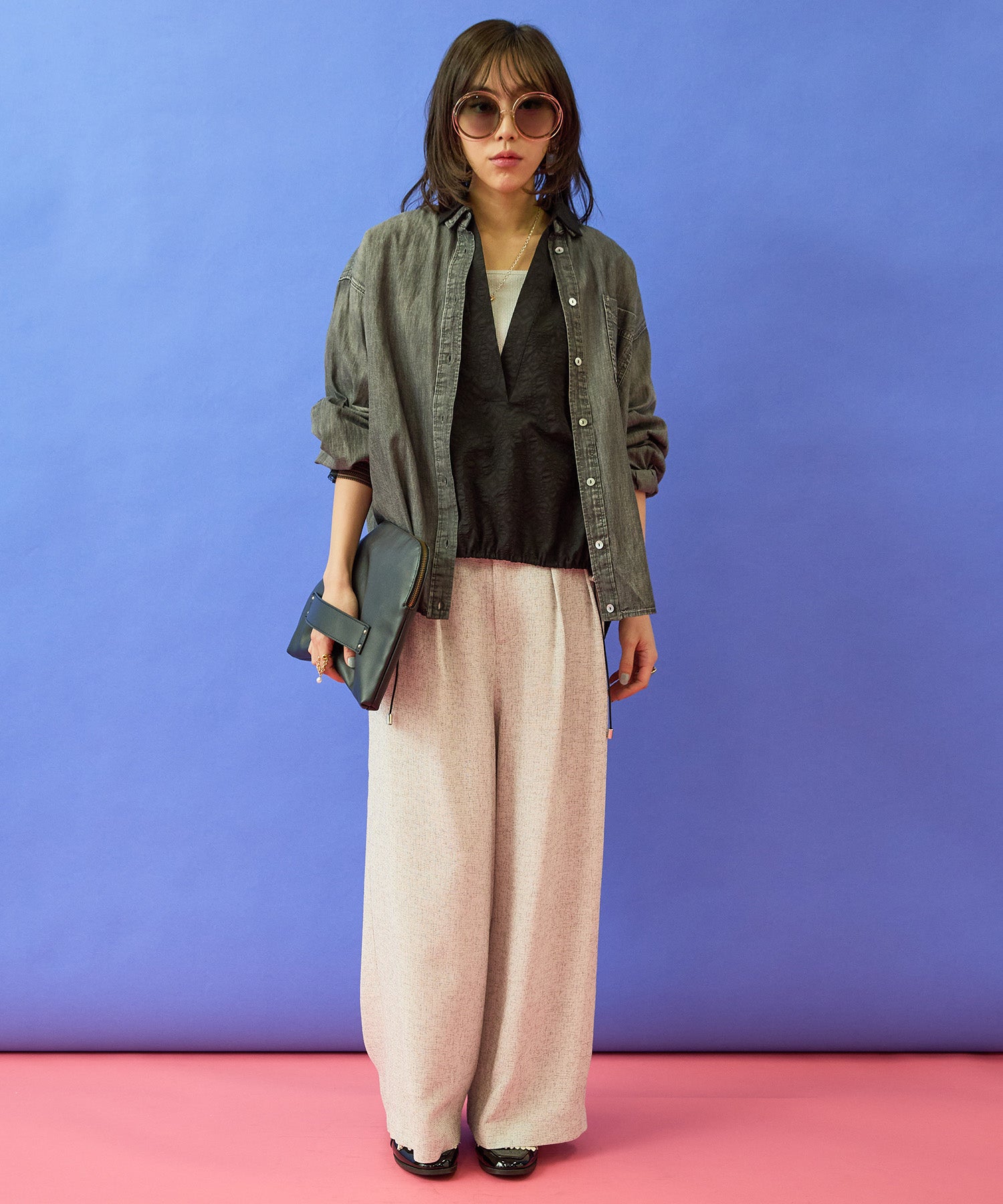 【JETSET SOLO PLUS】ツイードワイドタックパンツ