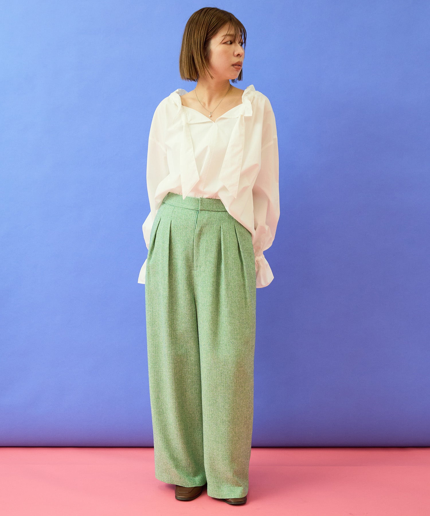 【JETSET SOLO PLUS】ツイードワイドタックパンツ