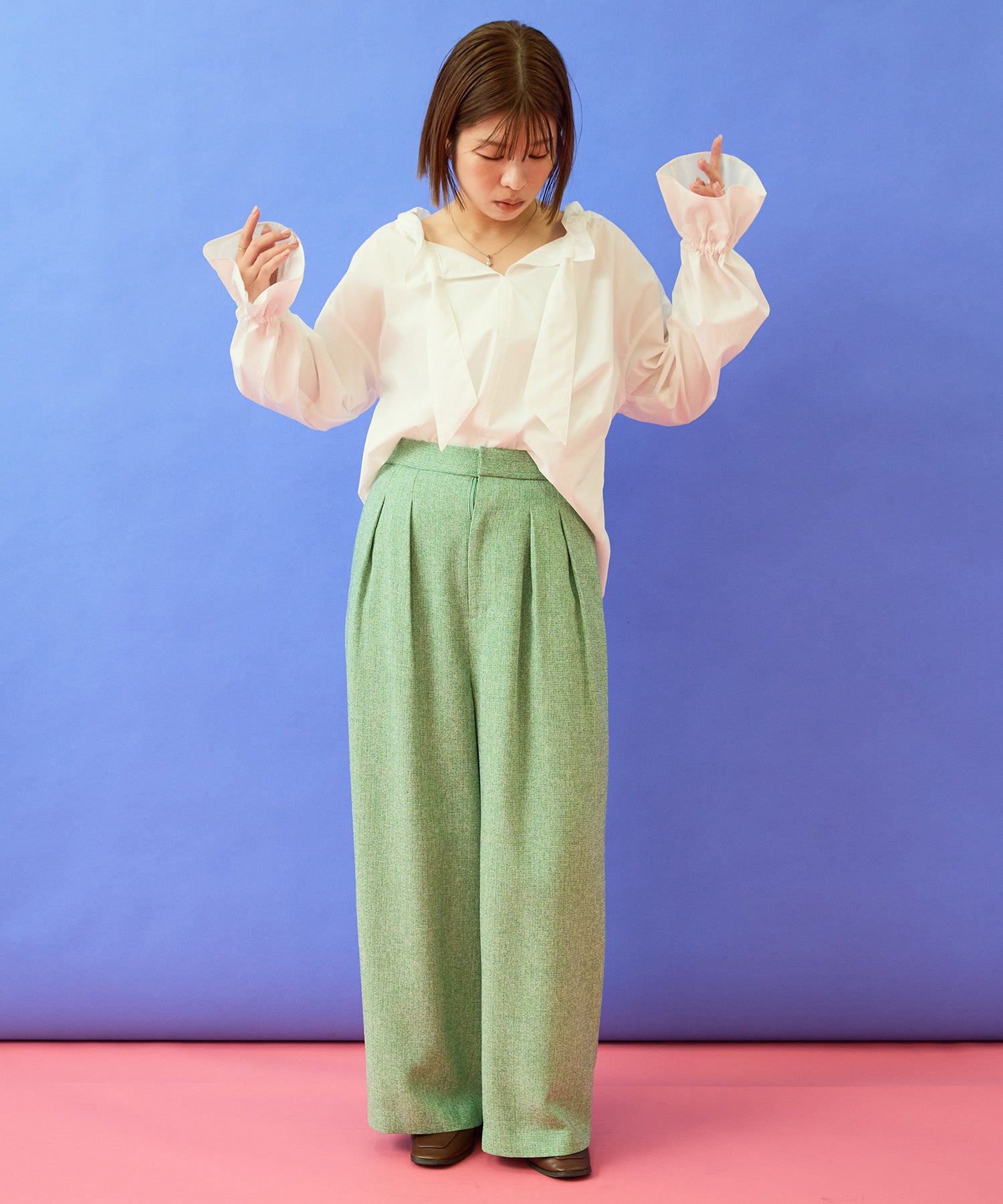 【JETSET SOLO PLUS】ツイードワイドタックパンツ