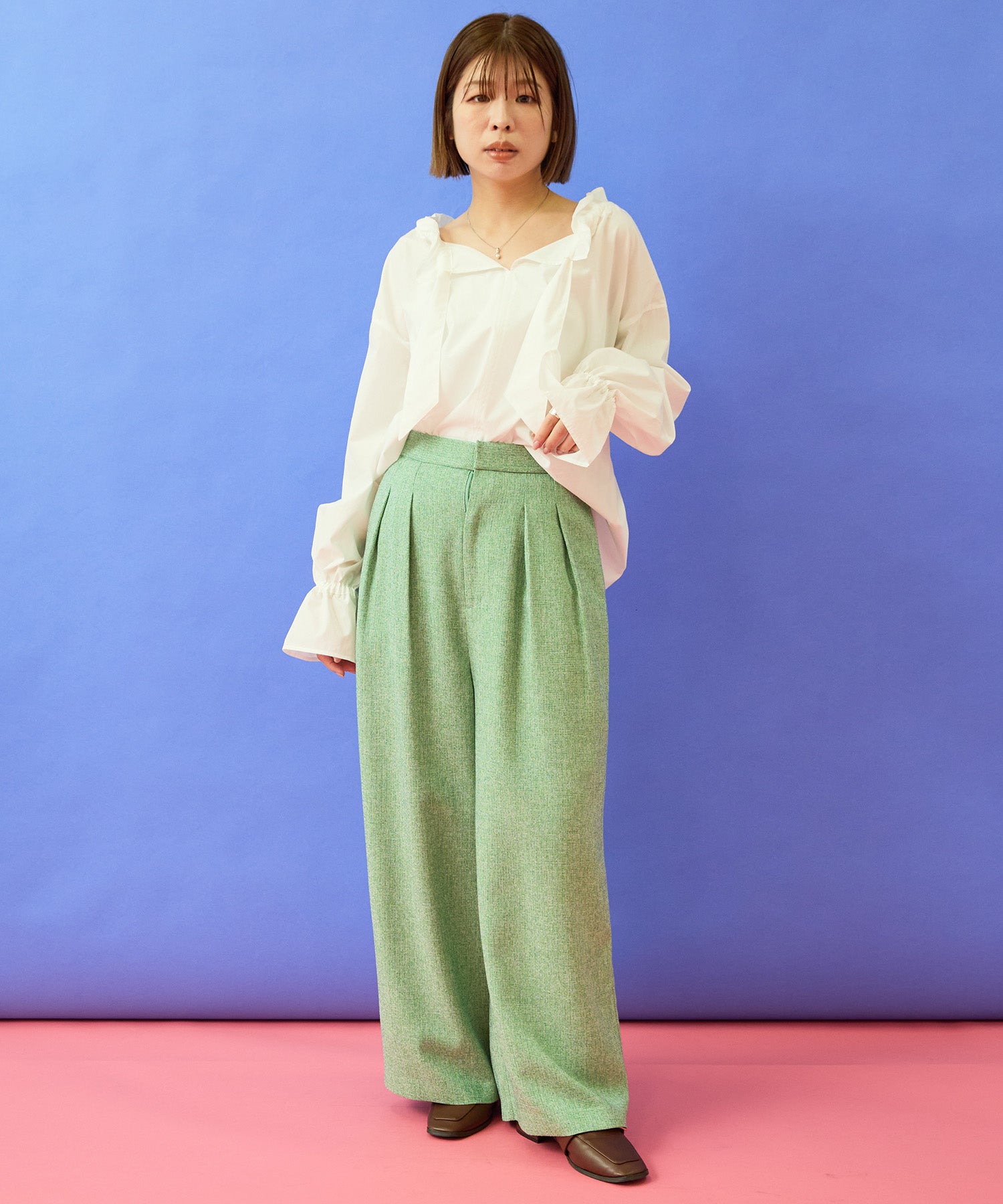 【JETSET SOLO PLUS】ツイードワイドタックパンツ