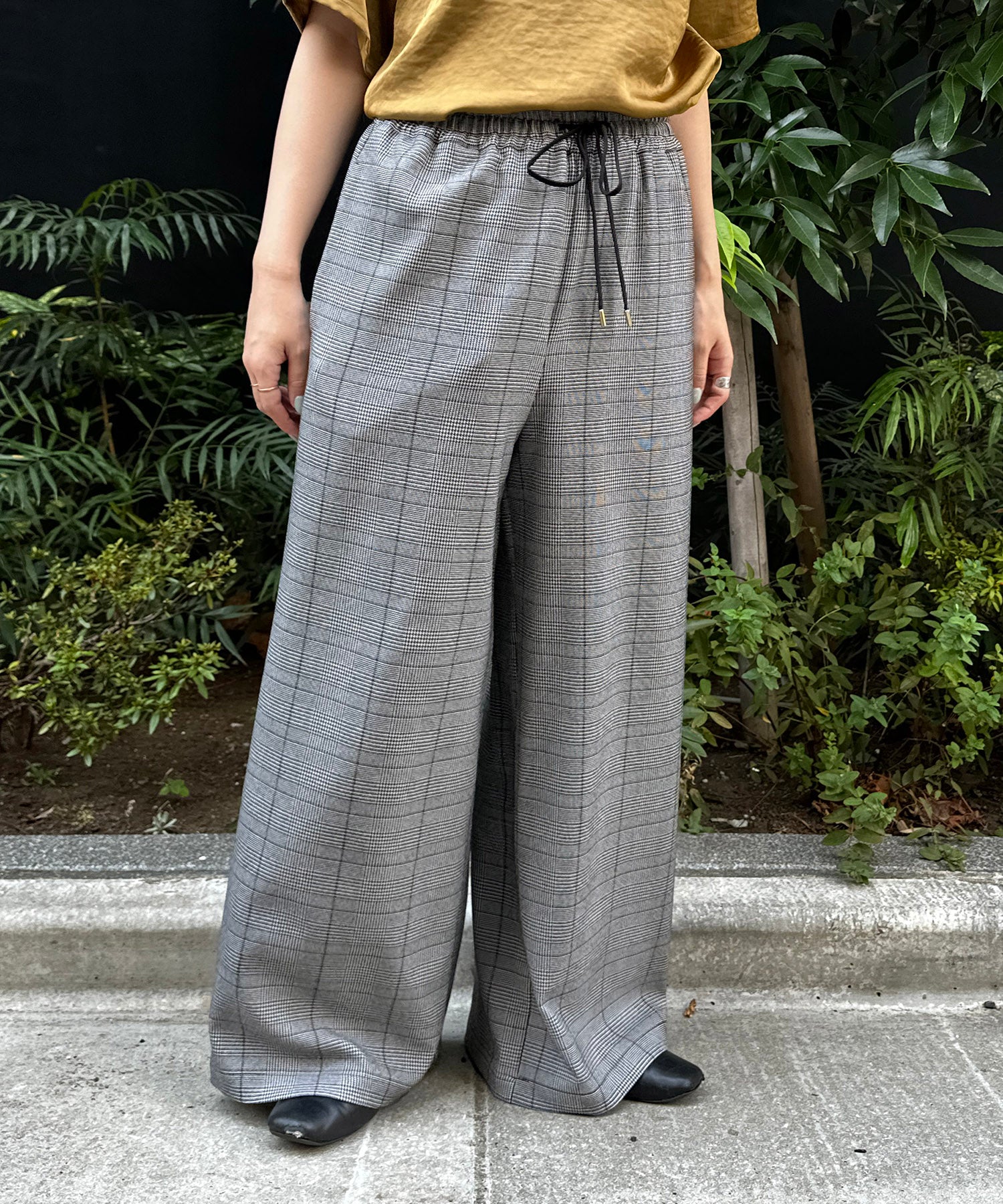 【INNOWAVE】【R】グレンチェックストレートパンツ