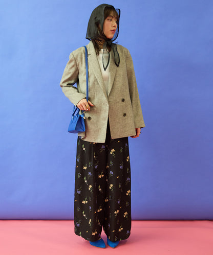 【FONT LAB】ボタニカルフラワープリントワイドパンツ