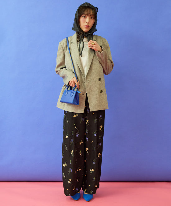【FONT LAB】ボタニカルフラワープリントワイドパンツ