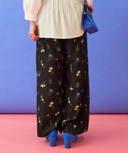 【FONT LAB】ボタニカルフラワープリントワイドパンツ