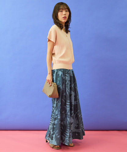 【humility】デニムボタニカルプリントフレアワイドパンツ