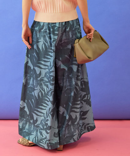 【humility】デニムボタニカルプリントフレアワイドパンツ