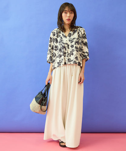 【FONT LAB】ウォッシャブルタンブラーフレアワイドパンツ