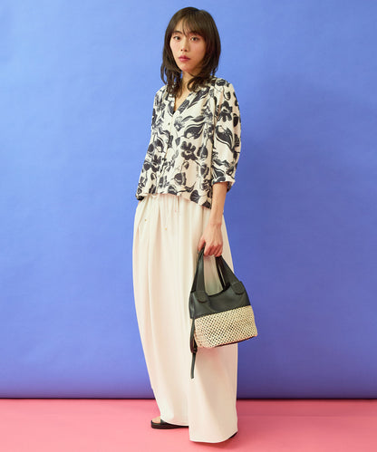 【FONT LAB】ウォッシャブルタンブラーフレアワイドパンツ