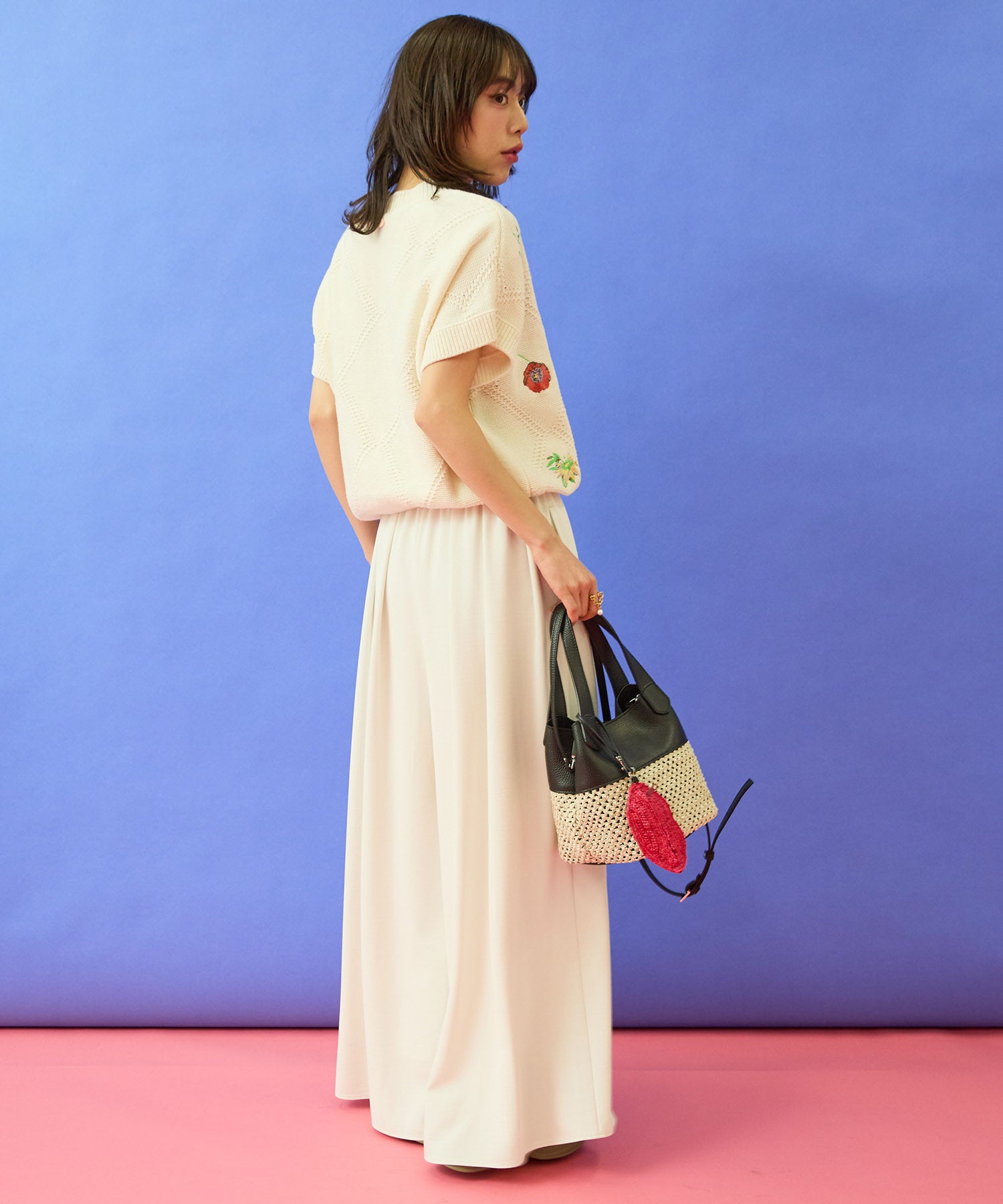 【FONT LAB】ウォッシャブルタンブラーフレアワイドパンツ