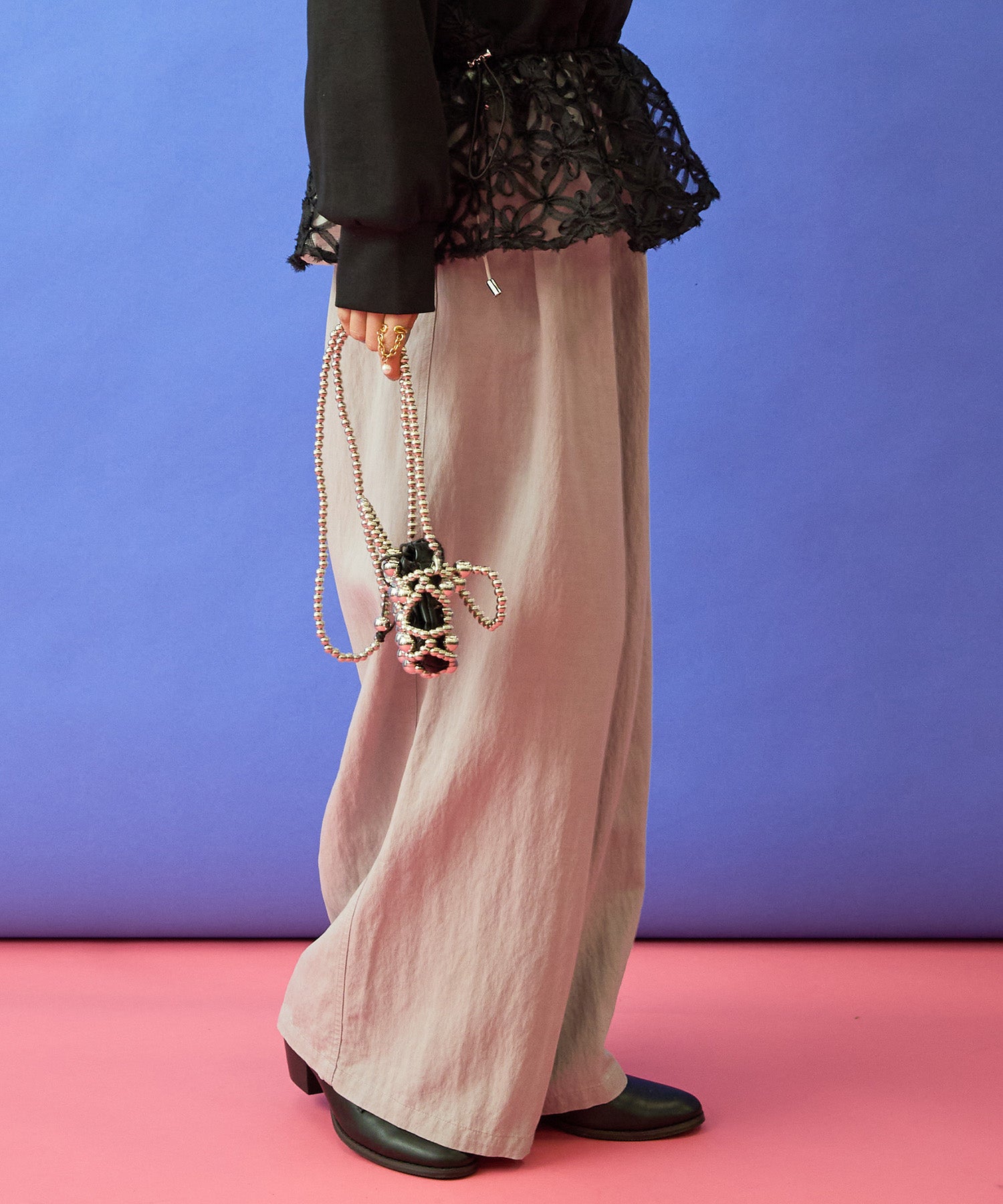 【FONT LAB】バイオ加工ワイドタックパンツ