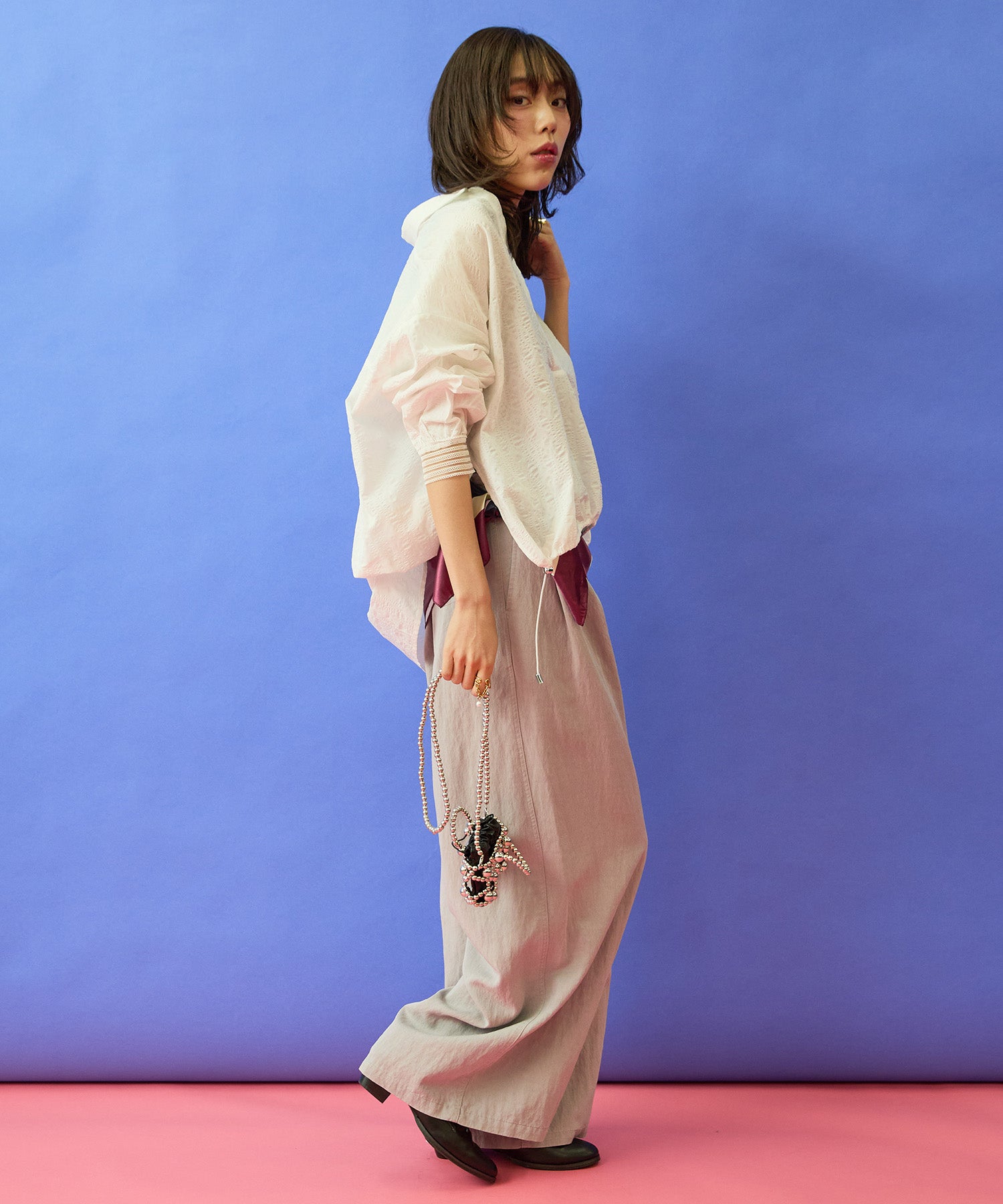 FONT LAB】バイオ加工ワイドタックパンツ｜ファッション通販のマインド