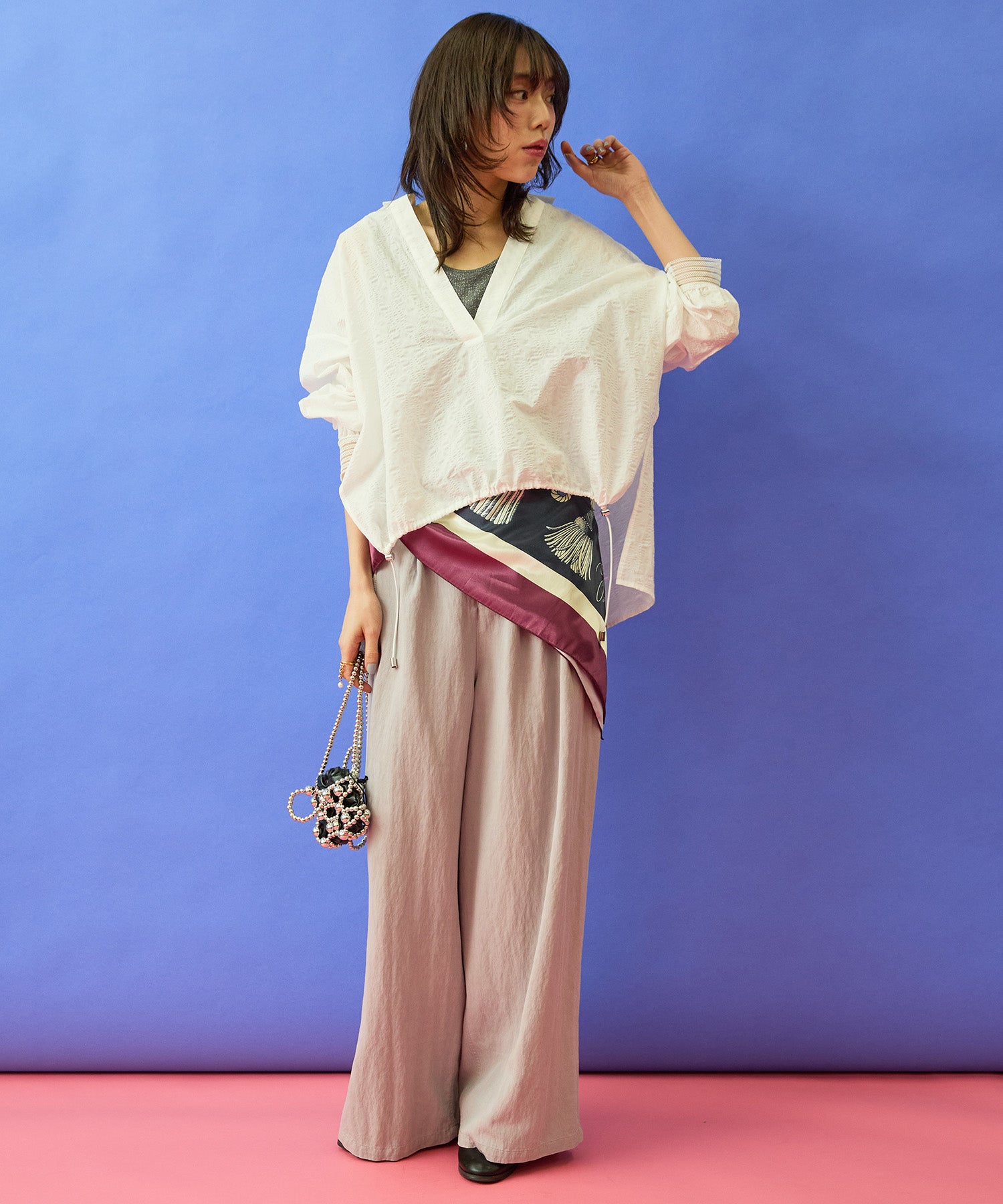 FONT LAB】バイオ加工ワイドタックパンツ｜ファッション通販のマインド