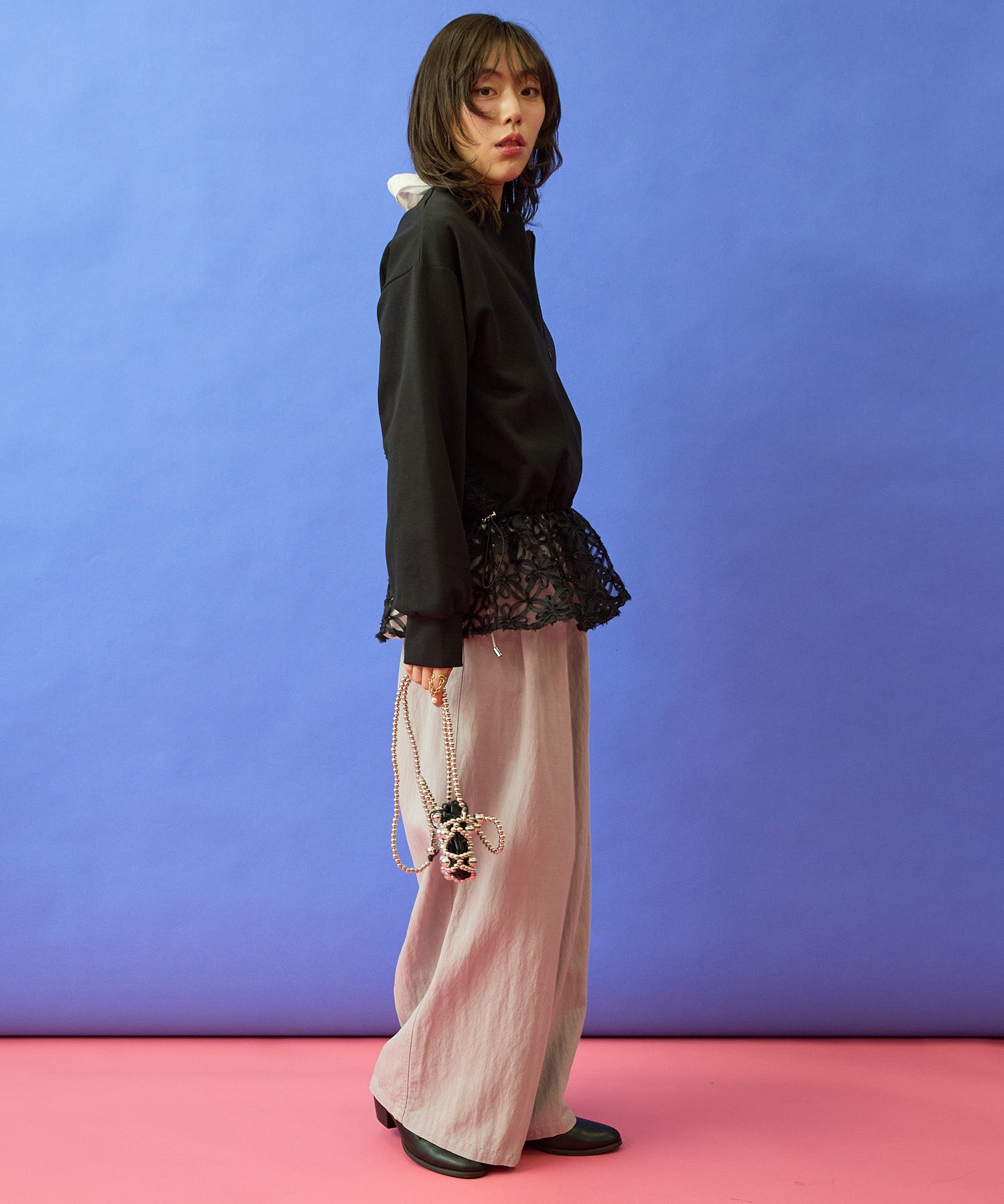 【FONT LAB】バイオ加工ワイドタックパンツ